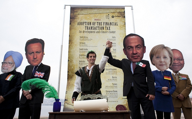 Azione dimostrativa in occasione del G20 a favore della tassa sulle transazioni finanziarie