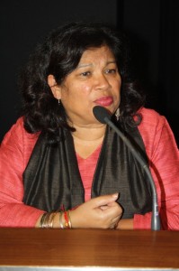 Nisha Agrawal, Direttrice di Oxfam India, parla al Tribunale nazionale del clima, a Delhi. Credits: Dhiraj Kumar/Oxfam