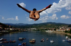 Bosnia and Herzegovina, Diving from Old Bridge Visegrad