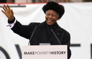 Nelson Mandela durante la campagna di Oxfam Make poverty history