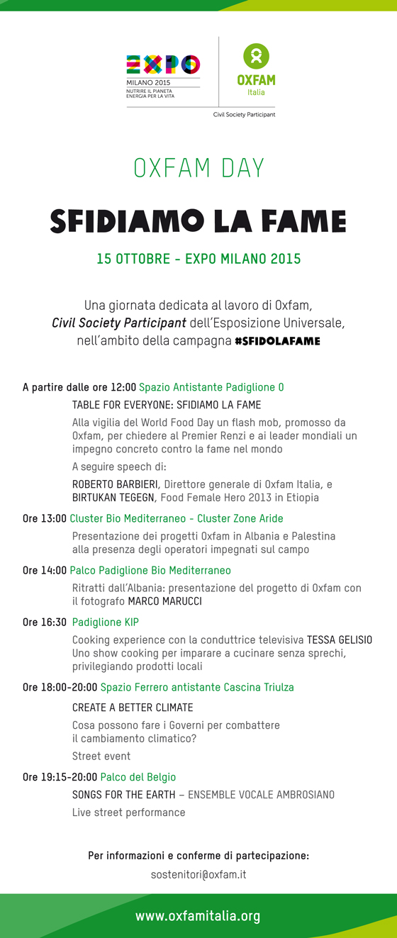 Oxfam Day a Expo Milano 2015 - 15 ottobre Oxfam Day a Expo Milano 2015 - 15 ottobre