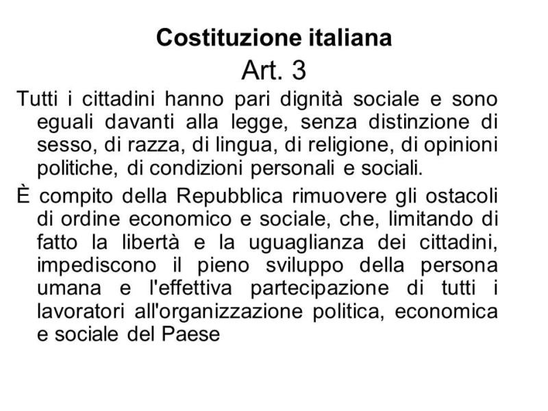 Articolo 3 Costituzione Italiana