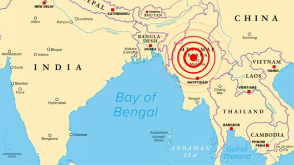 Emergenza Myanmar - cartina epicentro terremoto