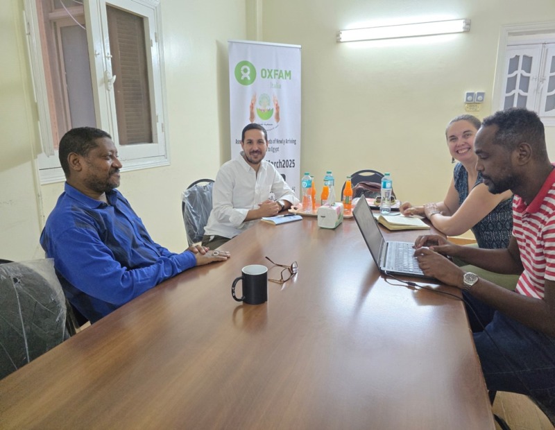 from the right: Salah Jawish (Deputy Chair, Director of the Legal Program di Tafawol), Elena Haberskywho (research consultant), Ibrahim Abou Senna (Director of the Refugee Legal Aid Program, St. Andrew's Refugee Services), Huzaifa Mahgoub, (Legal support officer at Tafawol)