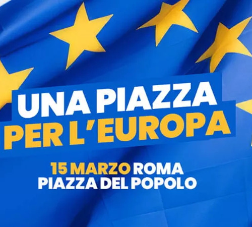 Locandina manifestazione "Una piazza per l'Europa".