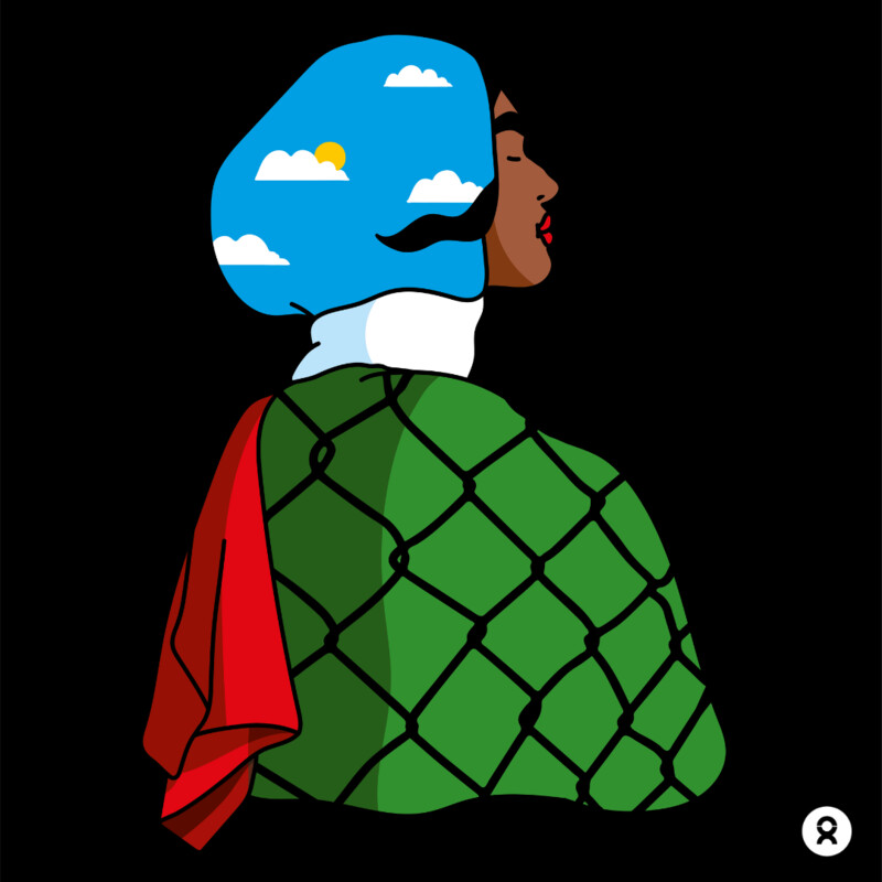 Illustrazione "Stop alla violenza". Credit: @xavieraaltena